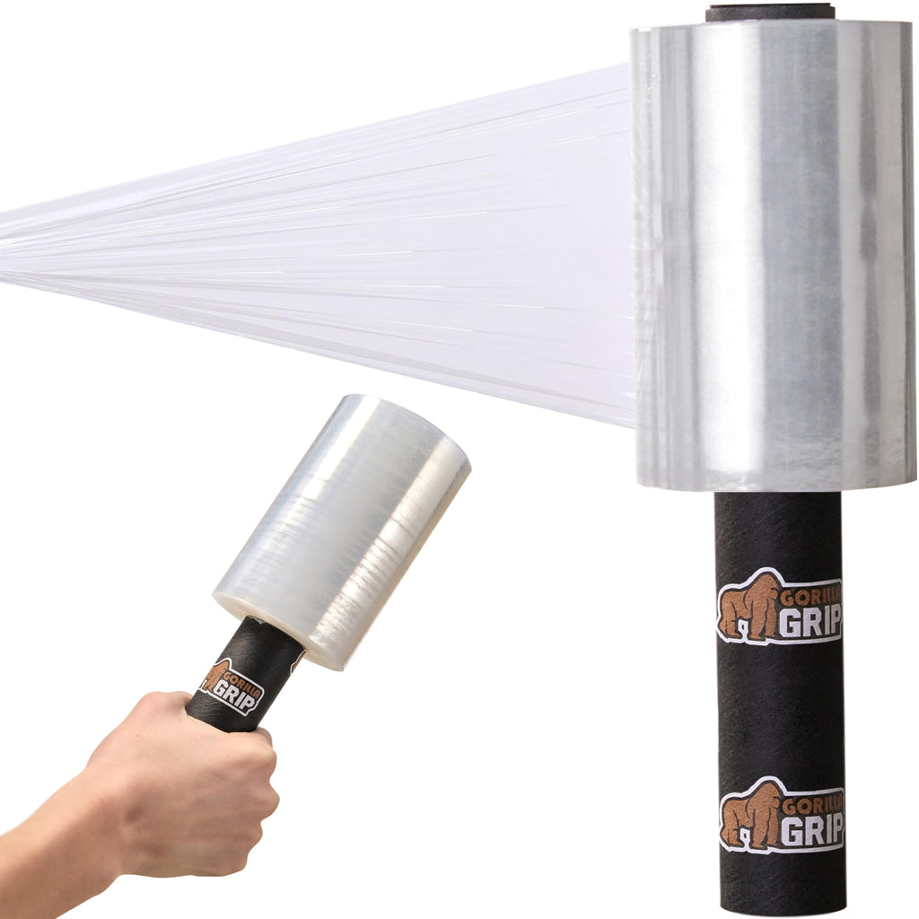GORILLA GRIP 500% Stretch Film Heavy Duty Plastic, 1000ft Shrink Wrap Roll 17" Puncture Resistant, Industrial Strength for Shipping, Pallet Storing, Moving, Packing Furniture Protection 1 Pack Clear