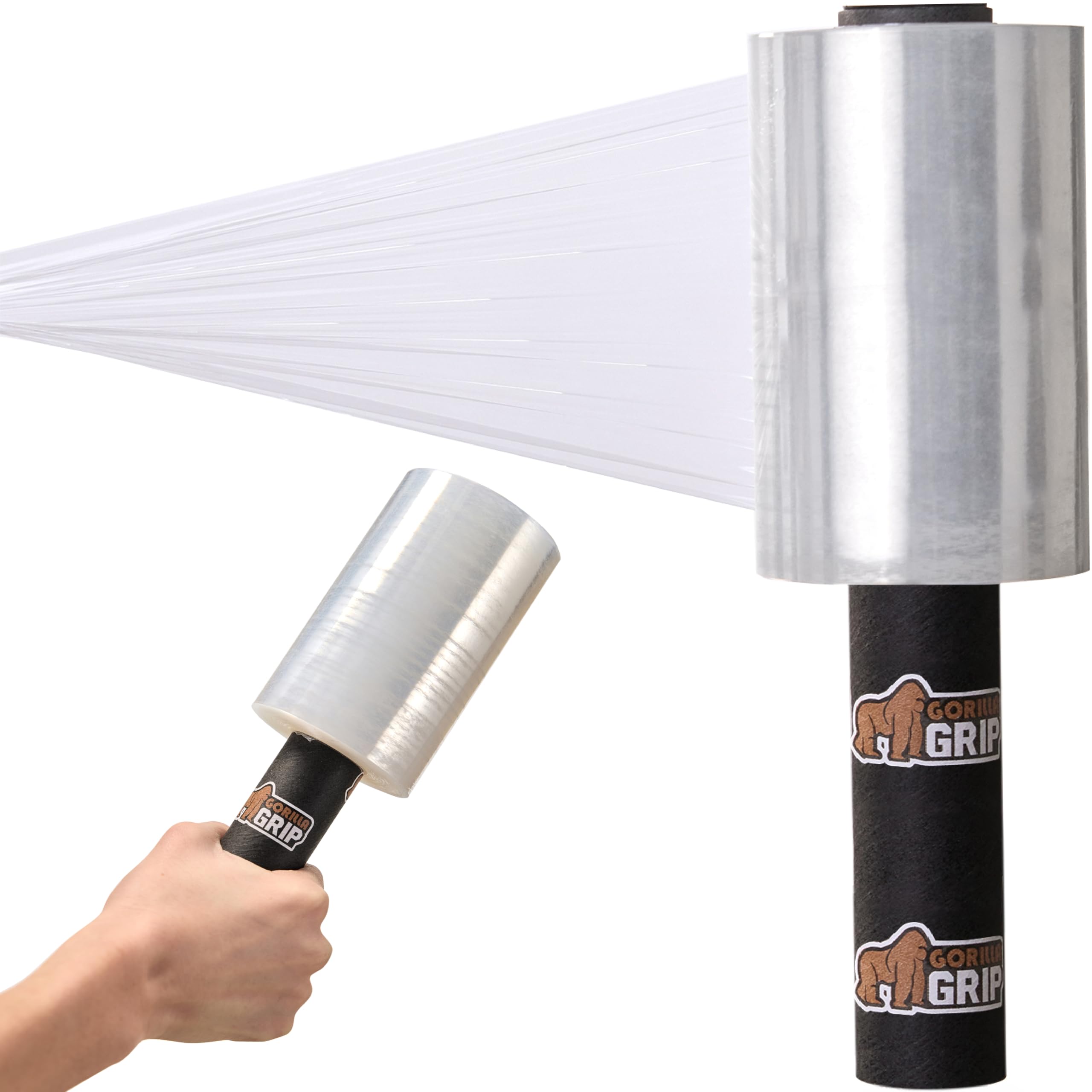 GORILLA GRIP 500% Stretch Film Heavy Duty Plastic, 1000ft Shrink Wrap Roll 17" Puncture Resistant, Industrial Strength for Shipping, Pallet Storing, Moving, Packing Furniture Protection 1 Pack Clear