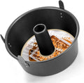 HONGBAKE Angel Food Cake Pan with Removable Bottom, 10 inch Carbon Steel Bundt Cake Pan for Baking, Non-stick Pound Tube Pans for Cakes, 16-Cup, Heavy Duty - Dark Grey