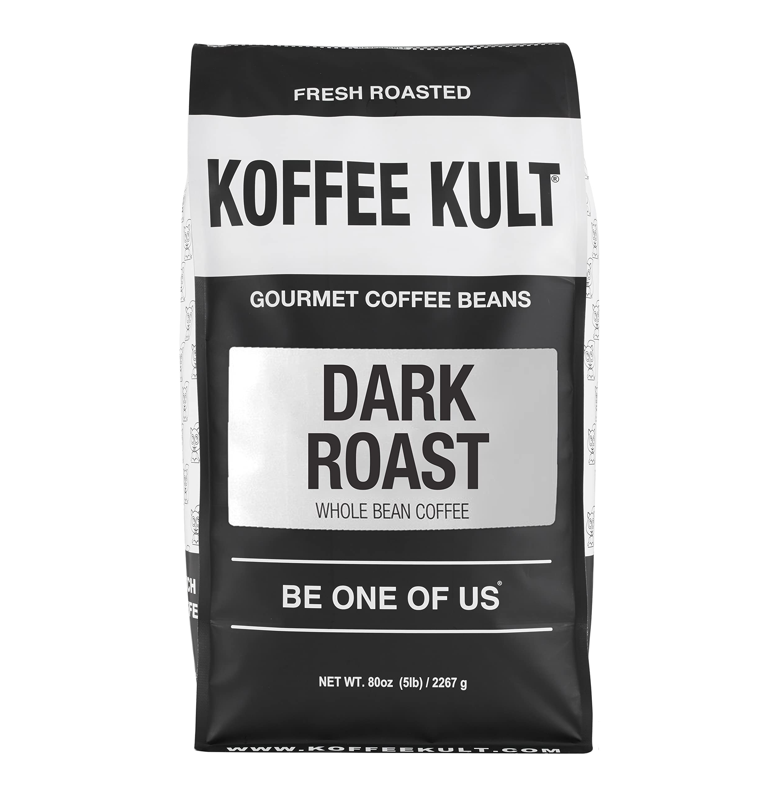 Koffee Kult Dark Roast Whole Bean Coffee - Small Batch 100% Arabica Gourmet Blend, Smooth and Well Balanced Artisan Roasted in 32oz Resealable Package