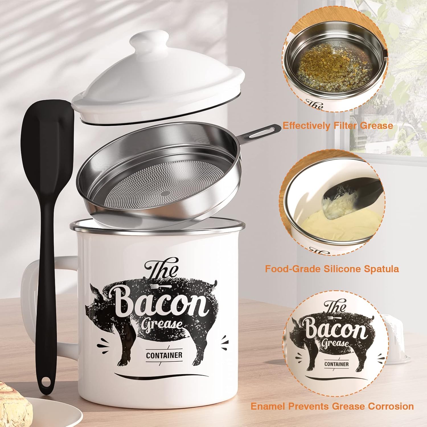 Red Meat Chopper and White Bacon Grease Container