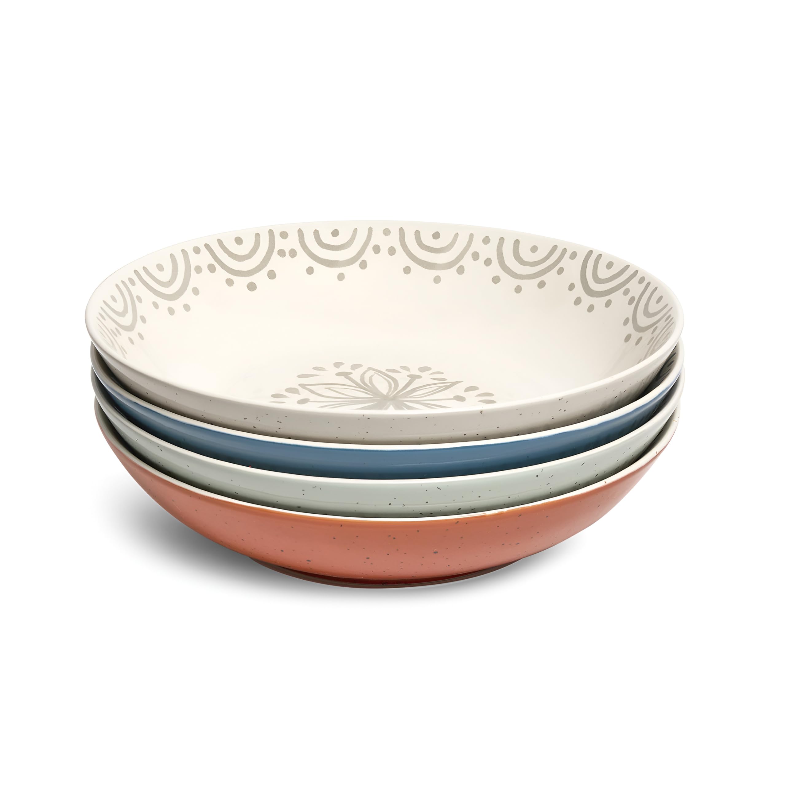 Sango Siterra Painter's Palette 16-Piece Stoneware Dinnerware Set - Service for 4, Ceramic Plates and Bowls Sets, Chip Resistant, Rustic Dishware, Microwave & Dishwasher Safe Kitchen Dishes