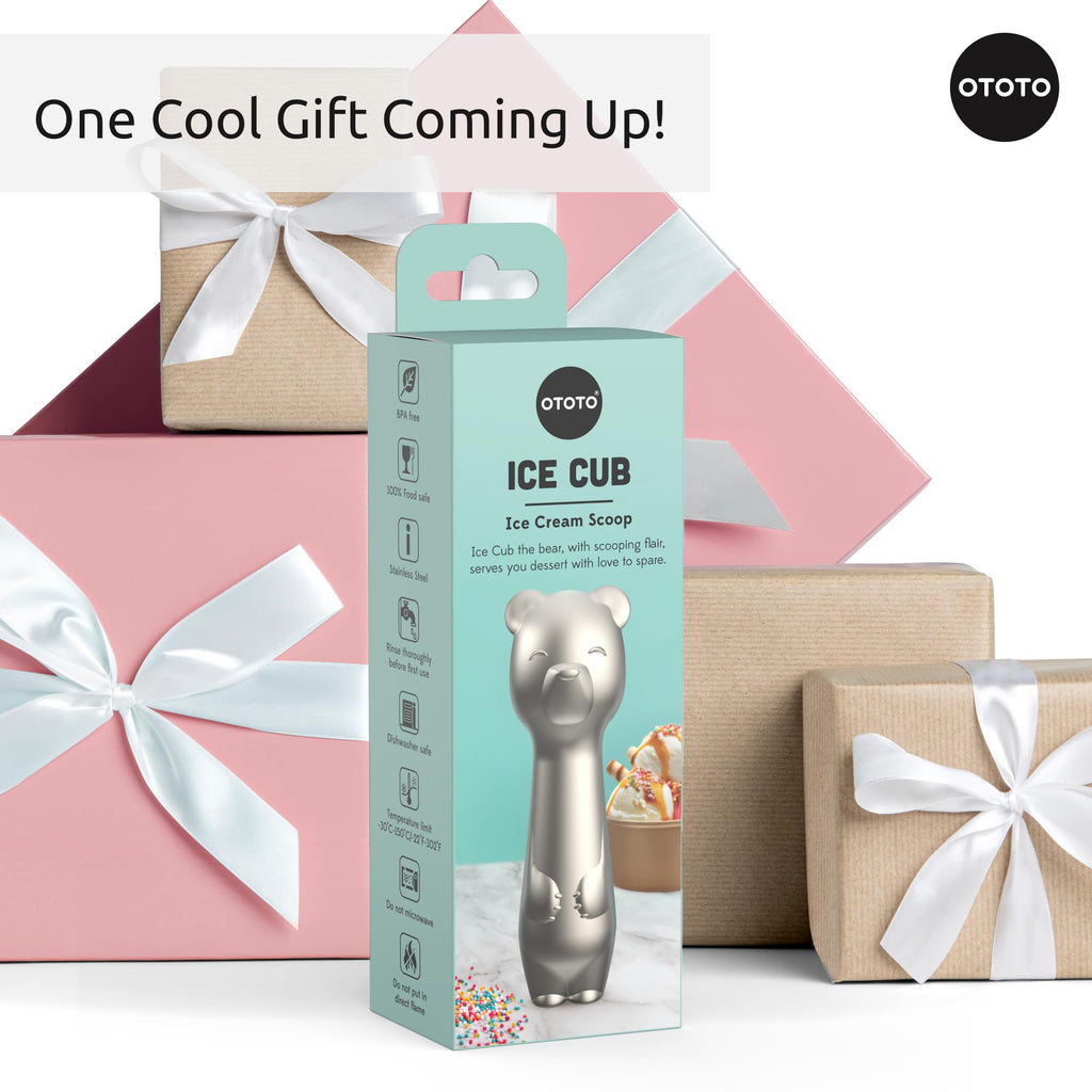 OTOTO Ice Cub Bear Ice Cream Scoop - Cool Kitchen Gadgets, White Elephant Gifts, Cute Kitchen Accessories, Funny Gifts, Stainless Steel Ice Cream Scooper, Cookie Dough Scoop, Cookie Scoop (Silver)