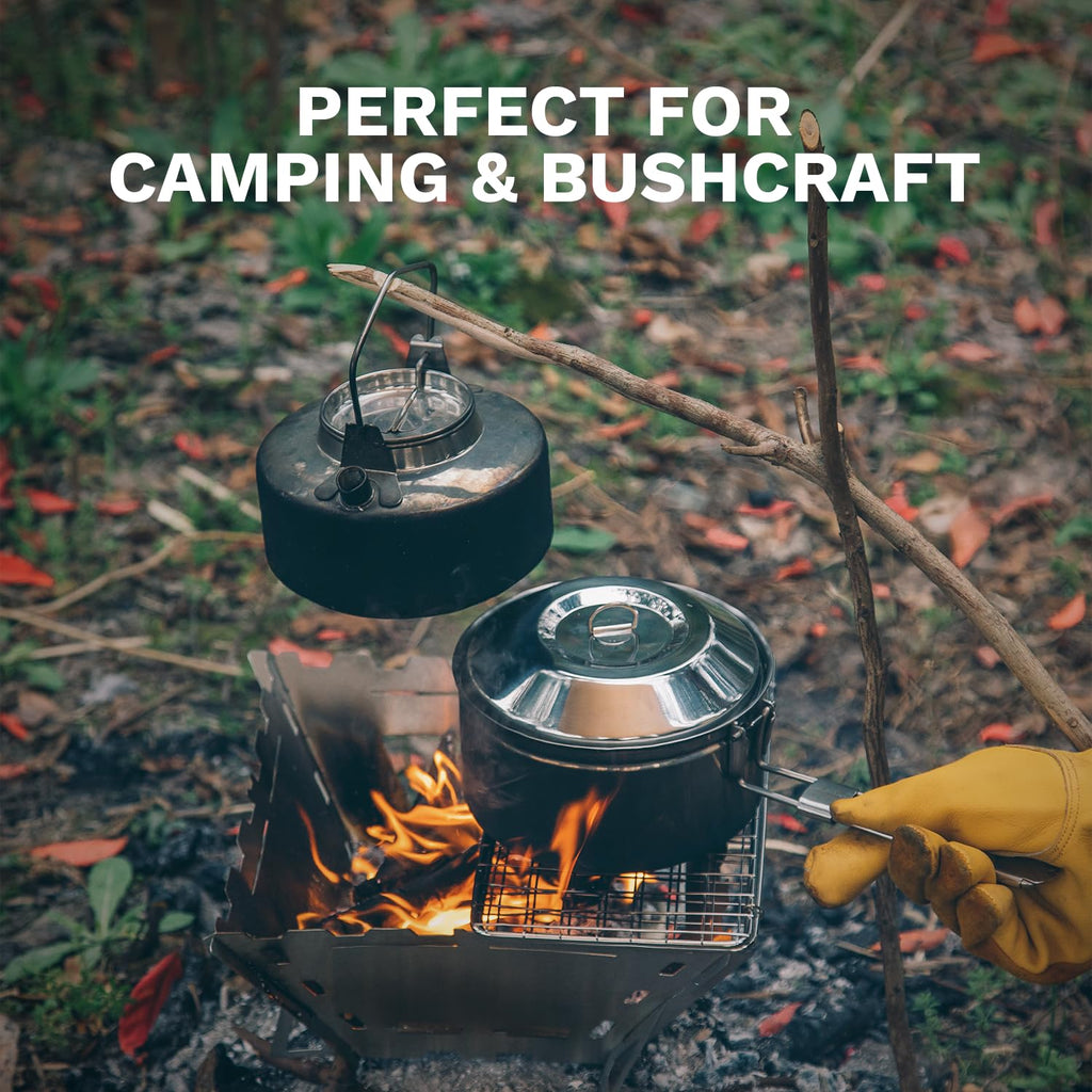 Fire-Maple Antarcti Portable 1.2 Liter Lightweight Stainless Steel Camping Kettle | Durable and Portable Camp Tea Pot | Ideal for Bushcraft and Outdoor Campfire Use