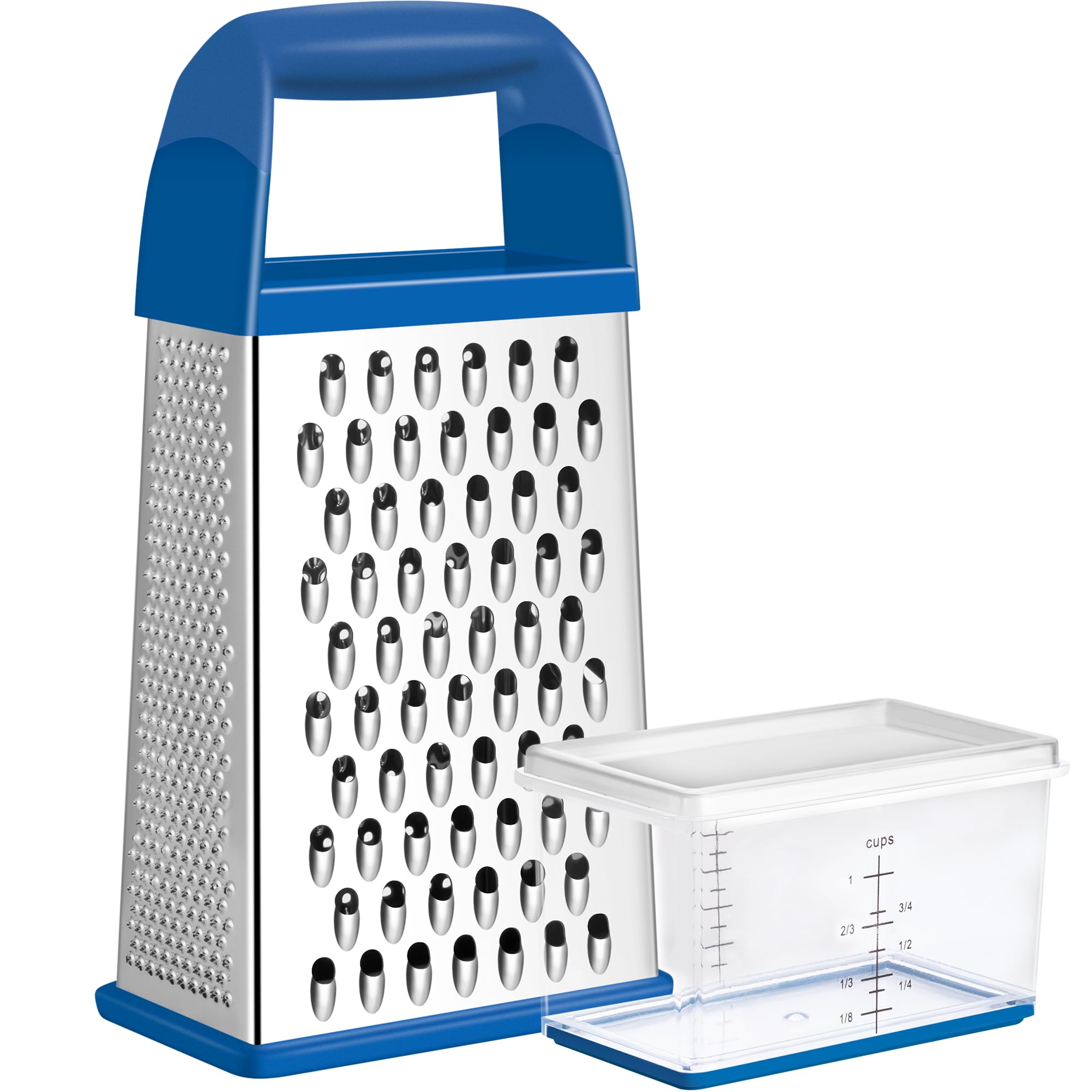 Urbanstrive Cheese Grater With Container Box Grater Stainless Steel Graters for Kitchen Cheese Shredder Parmesan Shredder Kitchen Gadgets Kitchen Tools Kitchen Gifts for Chef Dishwasher Safe Zester
