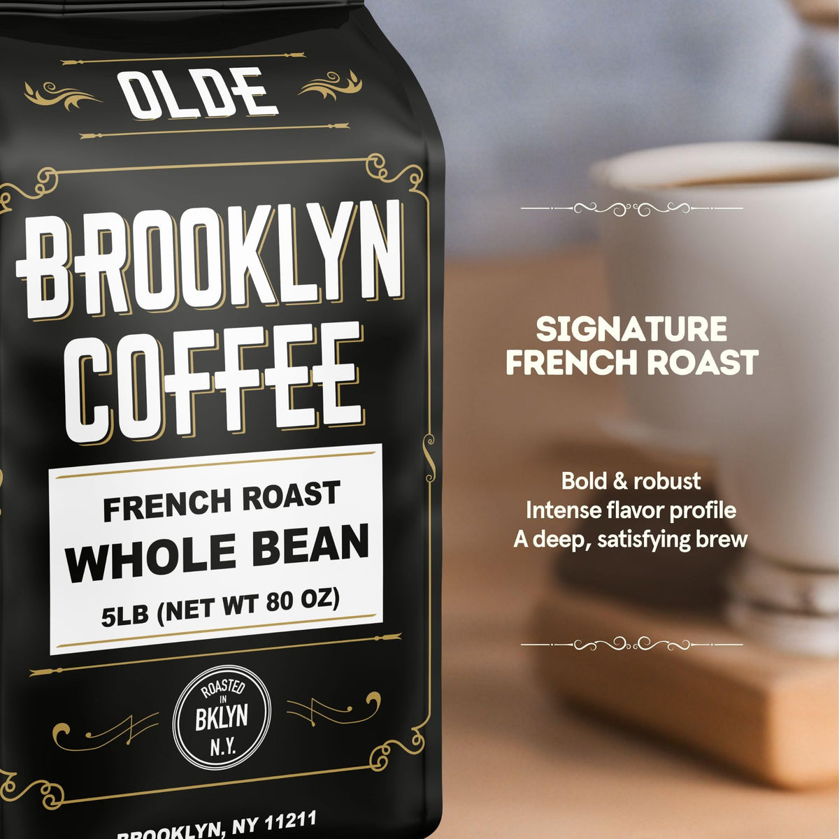 BROOKLYN COFFEE Whole Bean, Italian Dark Roast (2lb) Extra Strong, Delicious Taste, Heavenly Aroma - Fresh Bulk Coffee Beans Roasted Weekly in NYC