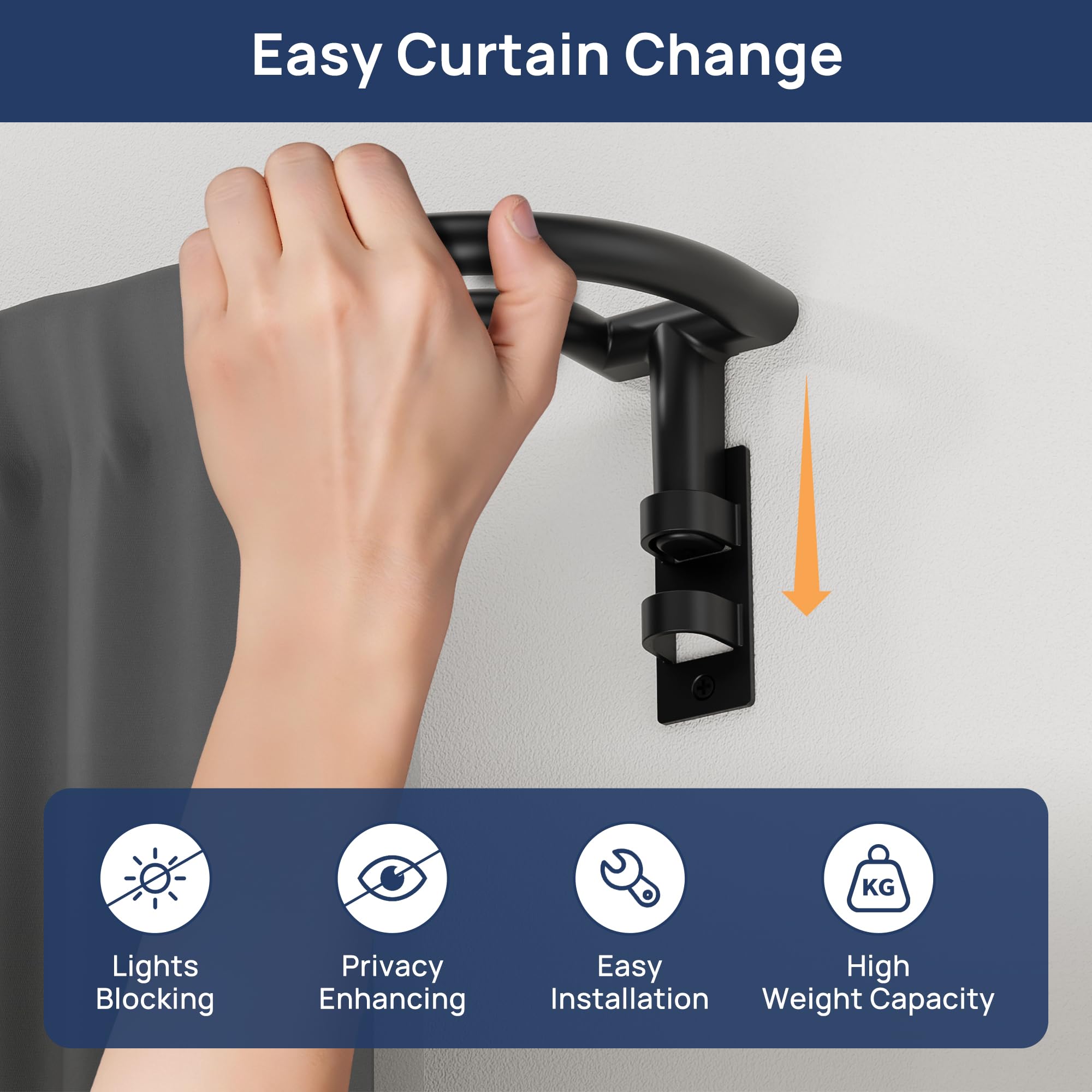 ENJOYBASICS Double Curtain Rod，Blackout Wrap-Around Curtain Rods for Windows 72 to 144 Inch，Adjustable from 32 to 144 Inch for Room Darkening Curtains, Matte Black