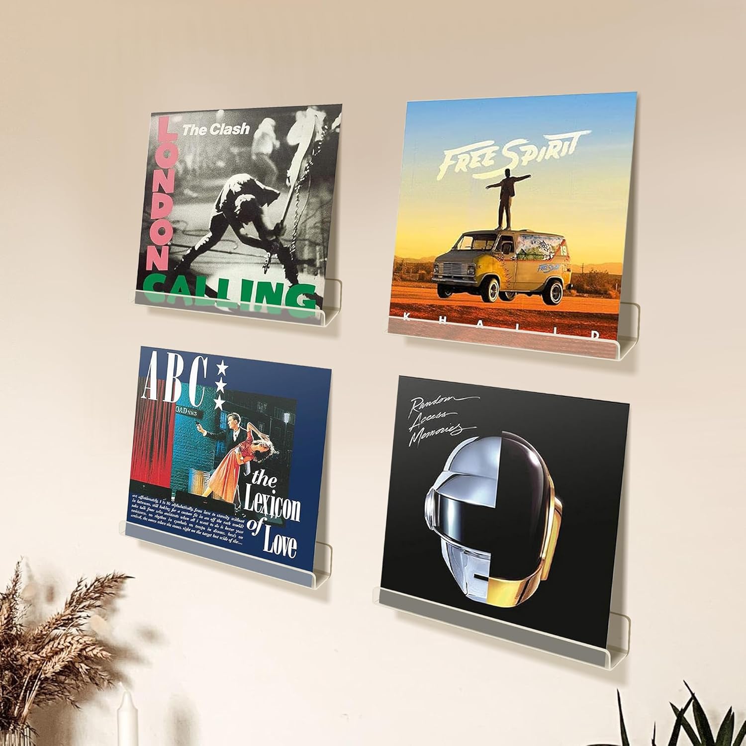 upsimples 8 Pack Vinyl Record Wall Mount Shelves, 12" Vinyl Holder for Album Record Storage & Display, Clear Acrylic Floating Shelves for Wall Decor, Kids Bookshelf, Magazine Rack, Picture Ledge | Vinyl Holder, Album Record Storage, Display, Wall Decor, K