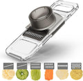 KEOUKE Transparent Multifunctional Mandoline Slicer - 6 Blades Interchangeable, Handheld Vegetable Cutter with Hand Guard for Kitchen, Onion, Garlic, Safe Food Slicer
