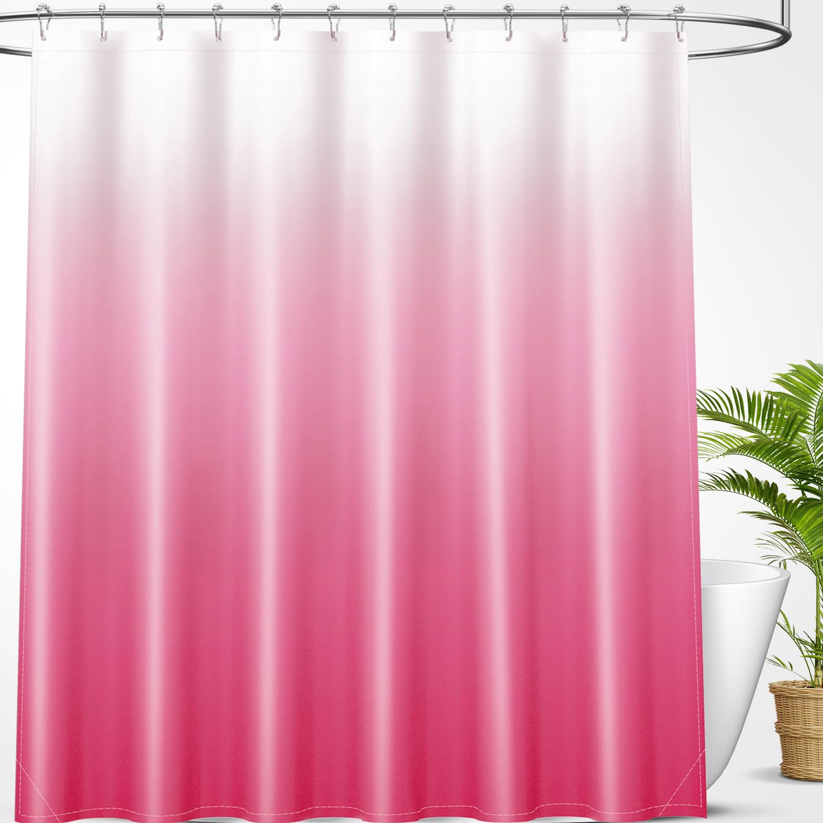 OLANLY Luxury Black and Grey Ombre Shower Curtain Sets with 12 Hooks, Waterproof and Washable Decorative Shower Curtains for Bathroom, 72x72 Inches