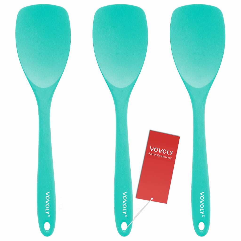 Upgrade Silicone Spatula Spoon Set,VOVOLY Heat Resistant Rubber Spoonula, Seamless Non-Stick Flexible Scrapers for Baking Mixing Tool,3 Pack,