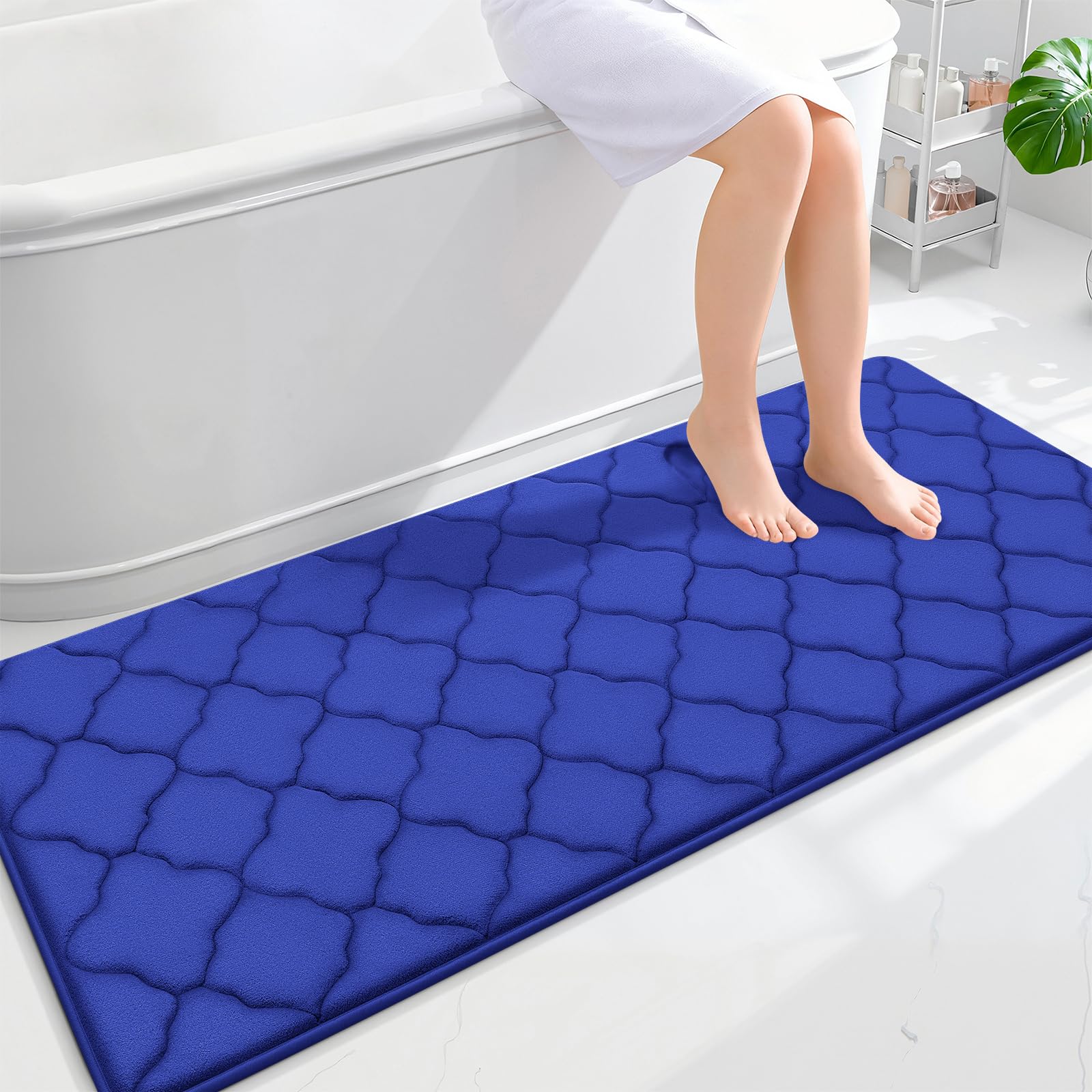 OLANLY Memory Foam Bath Mat Rug 24x16, Ultra Soft and Absorbent Bathroom Rugs, Non-Slip, Comfortable, Machine Washable Bath Carpet for Bathroom Floor, Tub, Shower and Home Decor Accessories, Black