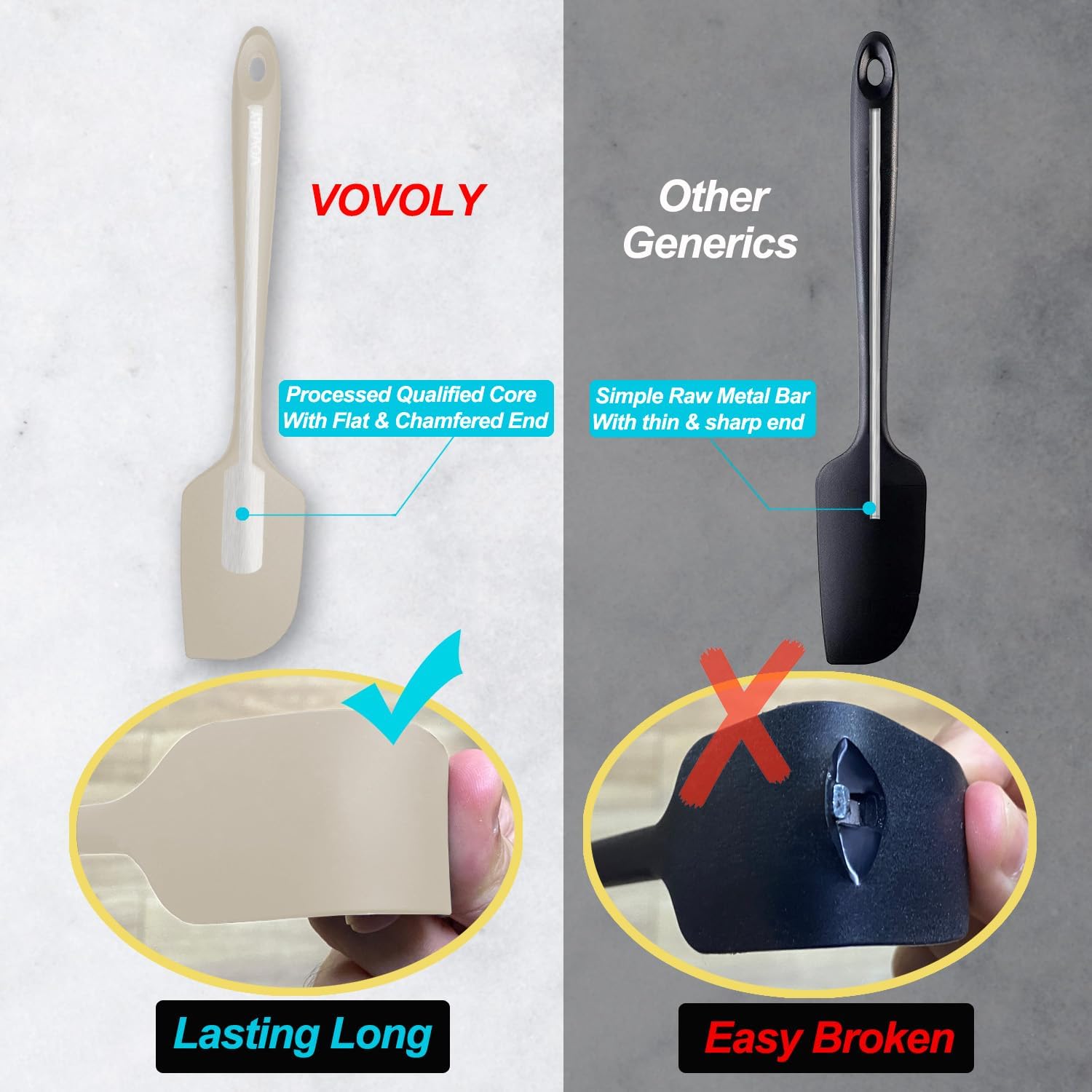 Silicone Spatulas and Scraper Bundle, High Heat Resistant,Great for Baking Cooking