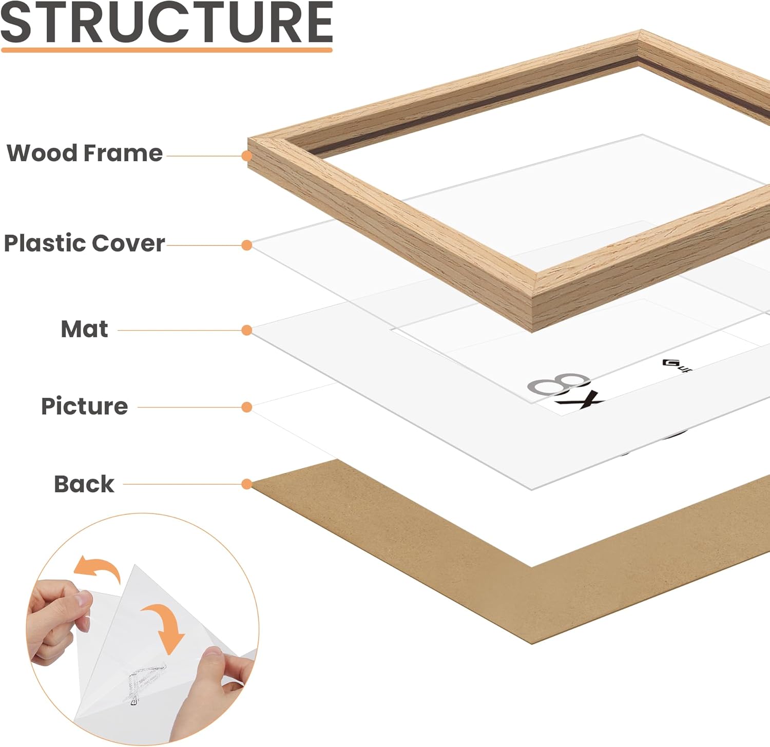 upsimples 16x20 Frames Set of 3, Natural Solid Wooden Picture Frames, Display 11x14 with Mat or 16 x 20 Without for Vertical or Horizontal Wall Hanging