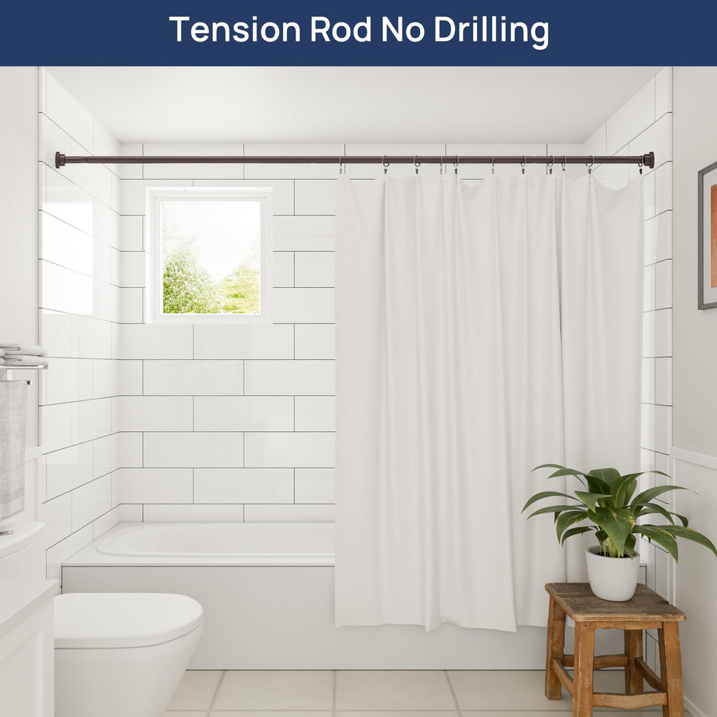 ENJOYBASICS 2 Pack Adjustable Spring Tension Curtain Rods 32 to 66 Inches, Stainless Steel Matte Black Shower Rod No Drilling for Window, Bathroom, Closet, Room Divider, 7/8" Diameter
