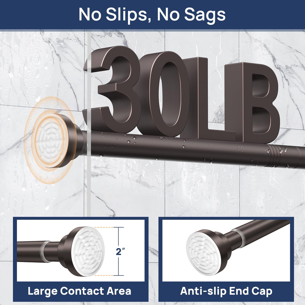 ENJOYBASICS 2 Pack Adjustable Spring Tension Curtain Rods 32 to 66 Inches, Stainless Steel Matte Black Shower Rod No Drilling for Window, Bathroom, Closet, Room Divider, 7/8" Diameter