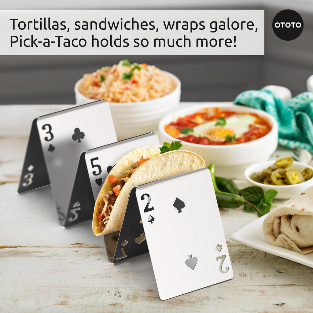 NEW - OTOTO Catos Taco Holder Set of 3 - Taco Shell Holder, Taco Stand, Taco Tray, Cute Kitchen Accessories, Weird Gifts, Cooking Gifts, Funny Gifts, Taco Stands for 3 Tacos, Fun Kitchen Gadgets