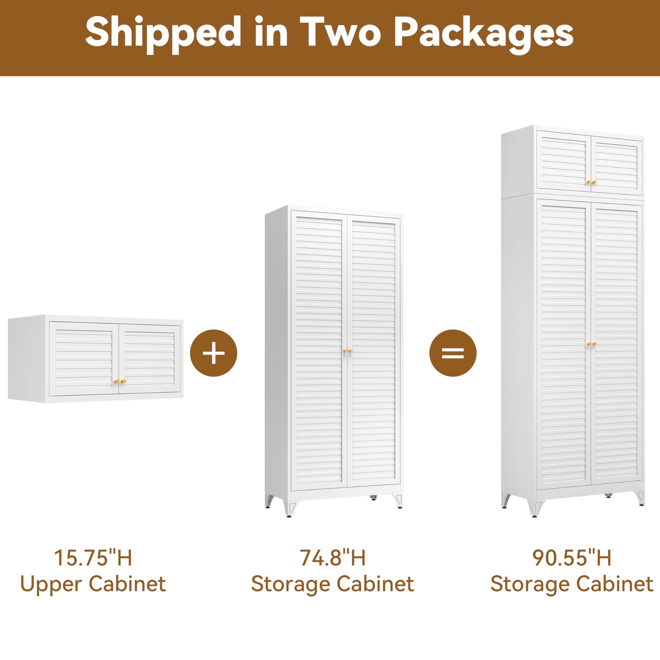 Polup White Kitchen Pantry Cabinet, 71 Inch Tall Metal Storage Cabinet with Doors and Shelves, Pantry Cabinets for Kitchen Storage, Freestanding Cupboard for Living, Dining Room, Assemble Required