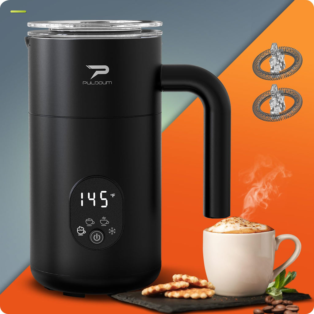 Milk Frother, Electric Milk Frother and Steamer 4 in 1 Automatic Coffee Steamer Frother, 11.8OZ / 350ML Warm and Cold Foam Frother for Coffee,Latte, Cappuccino, Macchiato, Hot Chocolate (White)