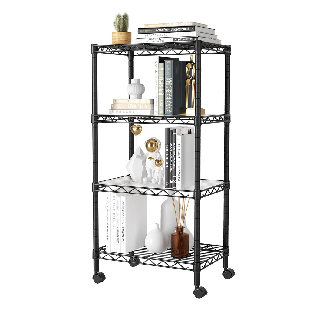 SINGAYE 3 Small Shelves Storage Shelf Wire Shelving Unit Metal Shelf Adjustable Organizers Storage Shelving with Wheels for Bathroom Laundry Room Kitchen Pantry11.5”D x 17.5”W x 30.5”H White