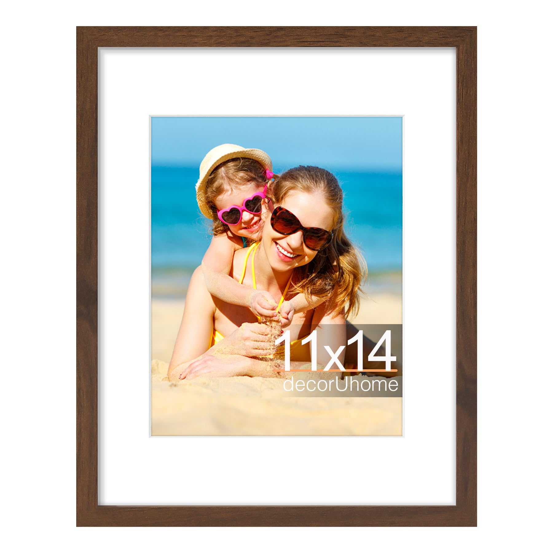 decorUhome 8x10 Picture Frame, Display Pictures 5x7 with Mat or 8x10 without Mat, Wall & Tabletop Display Photo Frame, Black, 1 Pack