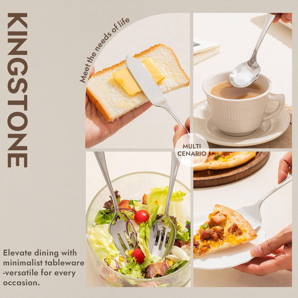 KINGSTONE 20 Piece Teardrop Silverware Set for 4, 18/10 Stainless Steel Flatware Set, Modern Design Cutlery Set for Home/Hotel/Wedding,Mirror Polished and Dishwasher Safe