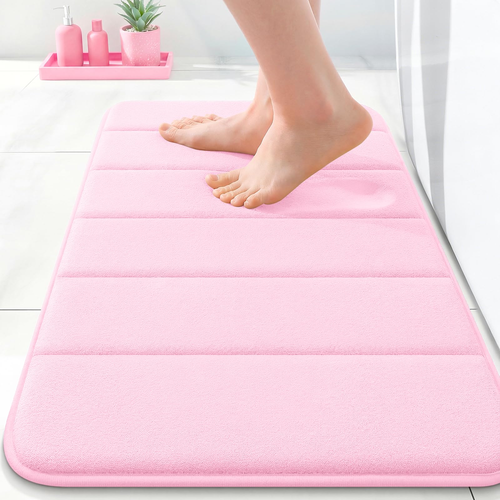 OLANLY Memory Foam Bath Mat 30x20, Super Soft Absorbent Bathroom Rugs, Quick Dry, Machine Washable Shower Floor Rugs, Bathmat Carpet, Bathroom Home Decor Accessories, Grey