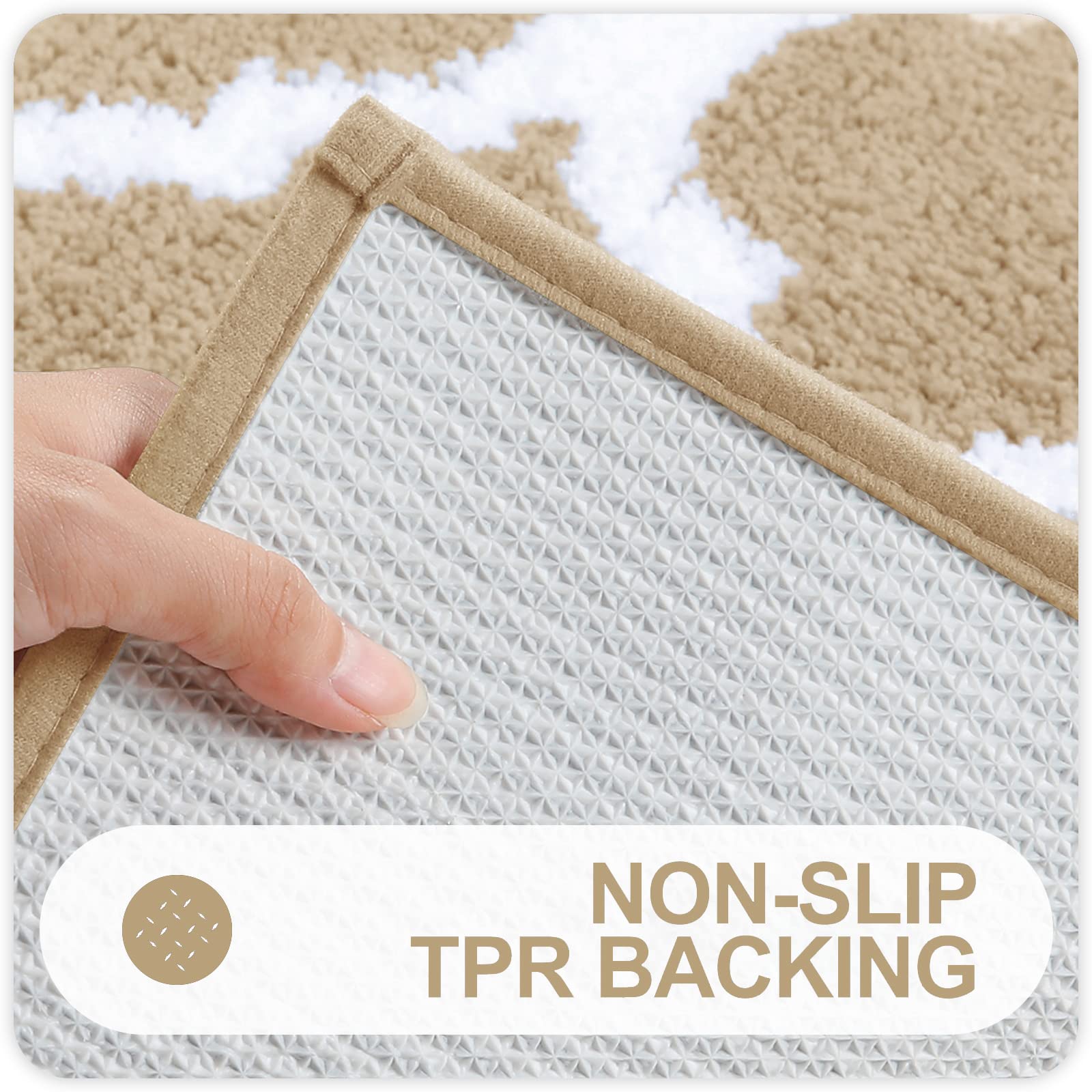 OLANLY Bathroom Rugs Set 2 Piece, Microfiber Bath Shower Mat and U-Shaped Toilet Rug, Machine Wash Dry, Non-Slip Absorbent Shaggy Bath Mats for Tub, Shower and Bathroom (24"x16"+24"x20", Grey)