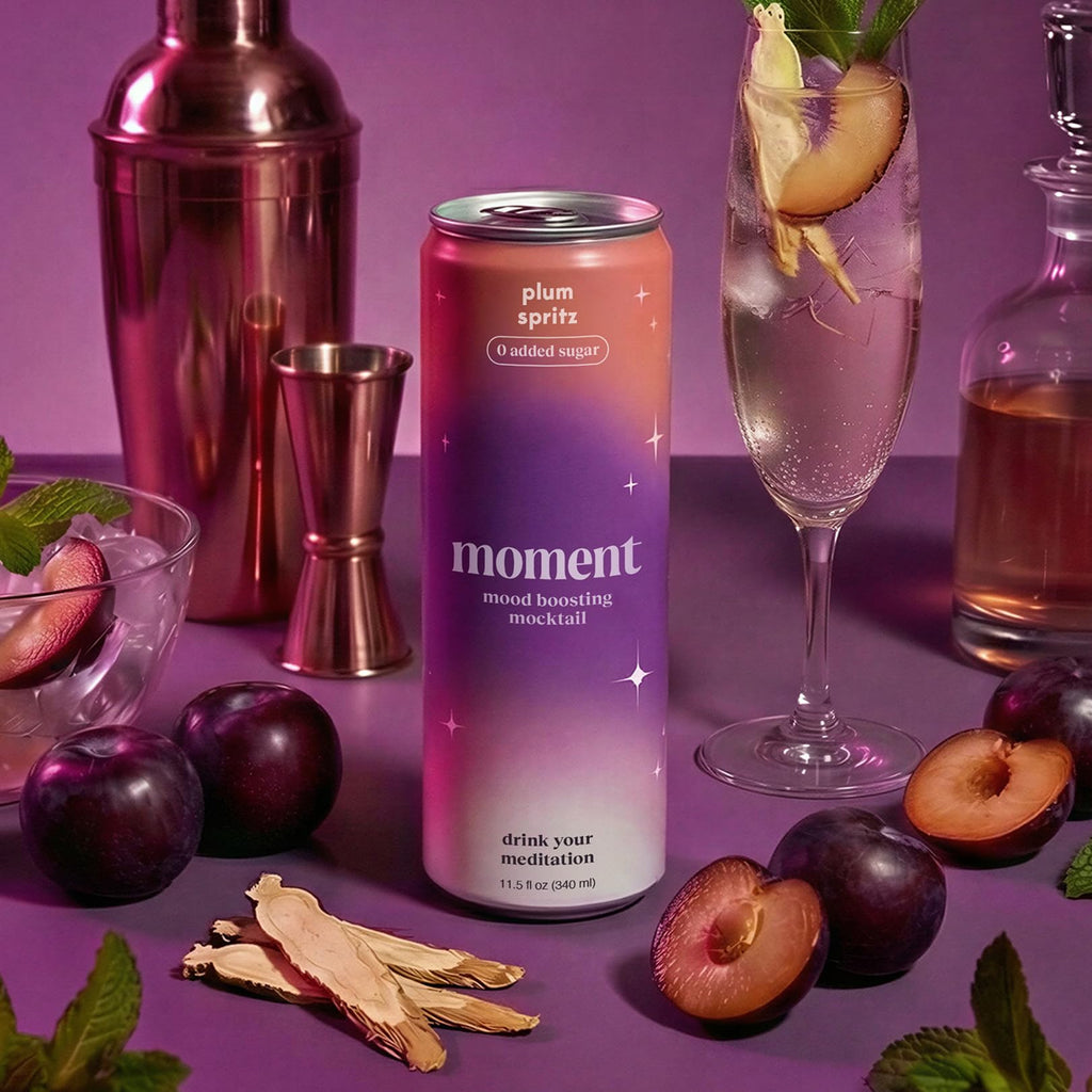 Moment Mocktails Non-Alcoholic Drinks (Shark Tank) - Calm, Clarity & Relaxation with L-Theanine & Ashwagandha - Sparkling Adaptogen Drink - 0 Sugar 0 Caffeine - 12 Pack 11.5 fl oz - Classics