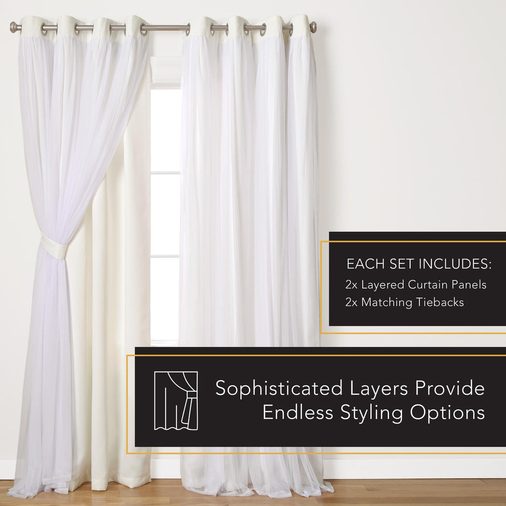TOWN & COUNTRY LUXE Talia Double Layer Indoor Curtains, Sheer and Room Darkening Blackout, Grommet Top, Energy Efficient, 2-Pack Set, 52"x84", Rose Blush