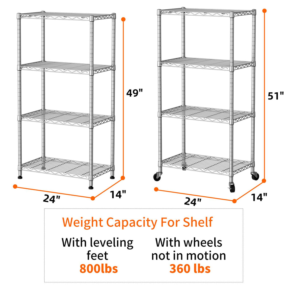 SINGAYE 3 Small Shelves Storage Shelf Wire Shelving Unit Metal Shelf Adjustable Organizers Storage Shelving with Wheels for Bathroom Laundry Room Kitchen Pantry11.5”D x 17.5”W x 30.5”H White