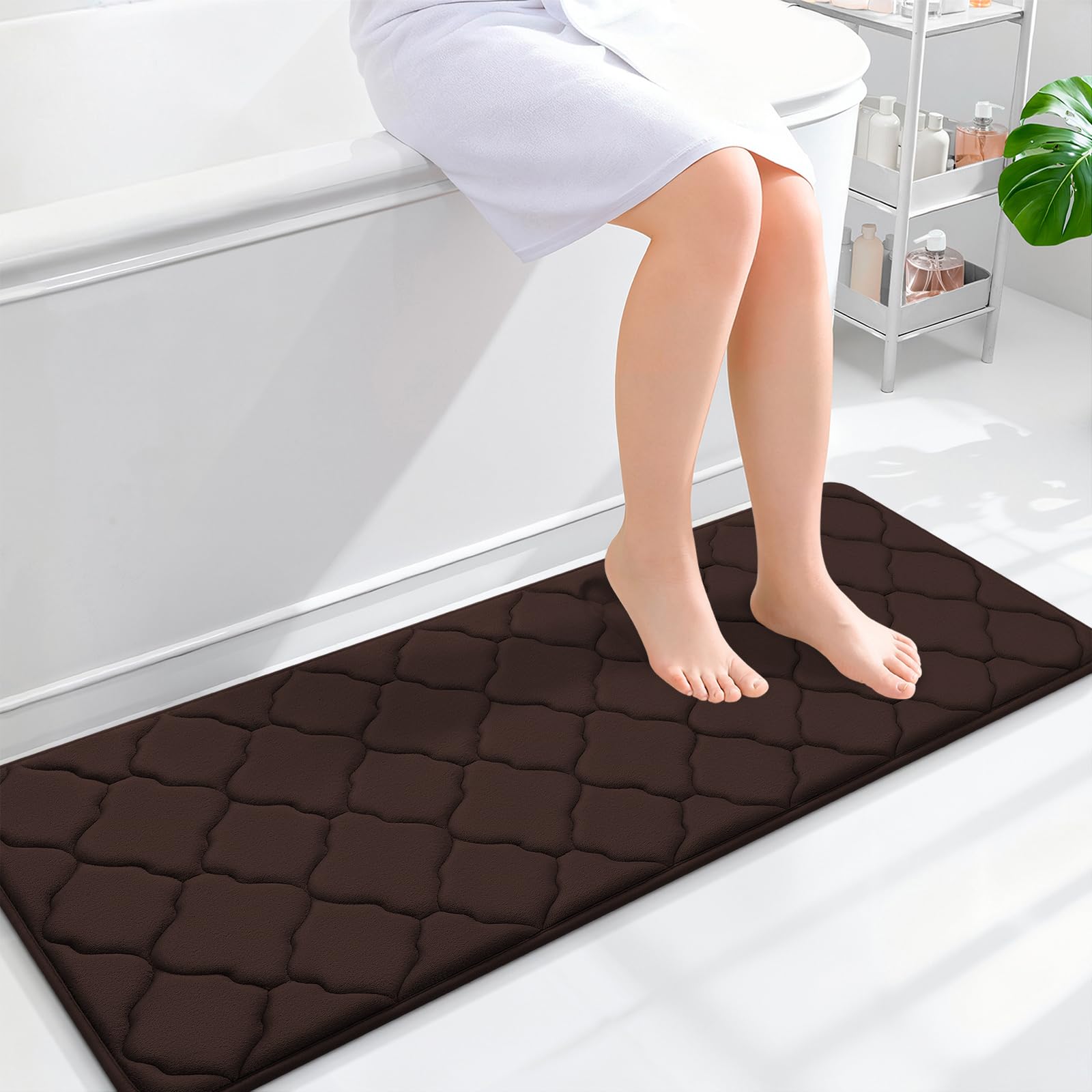 OLANLY Memory Foam Bath Mat Rug 24x16, Ultra Soft and Absorbent Bathroom Rugs, Non-Slip, Comfortable, Machine Washable Bath Carpet for Bathroom Floor, Tub, Shower and Home Decor Accessories, Black