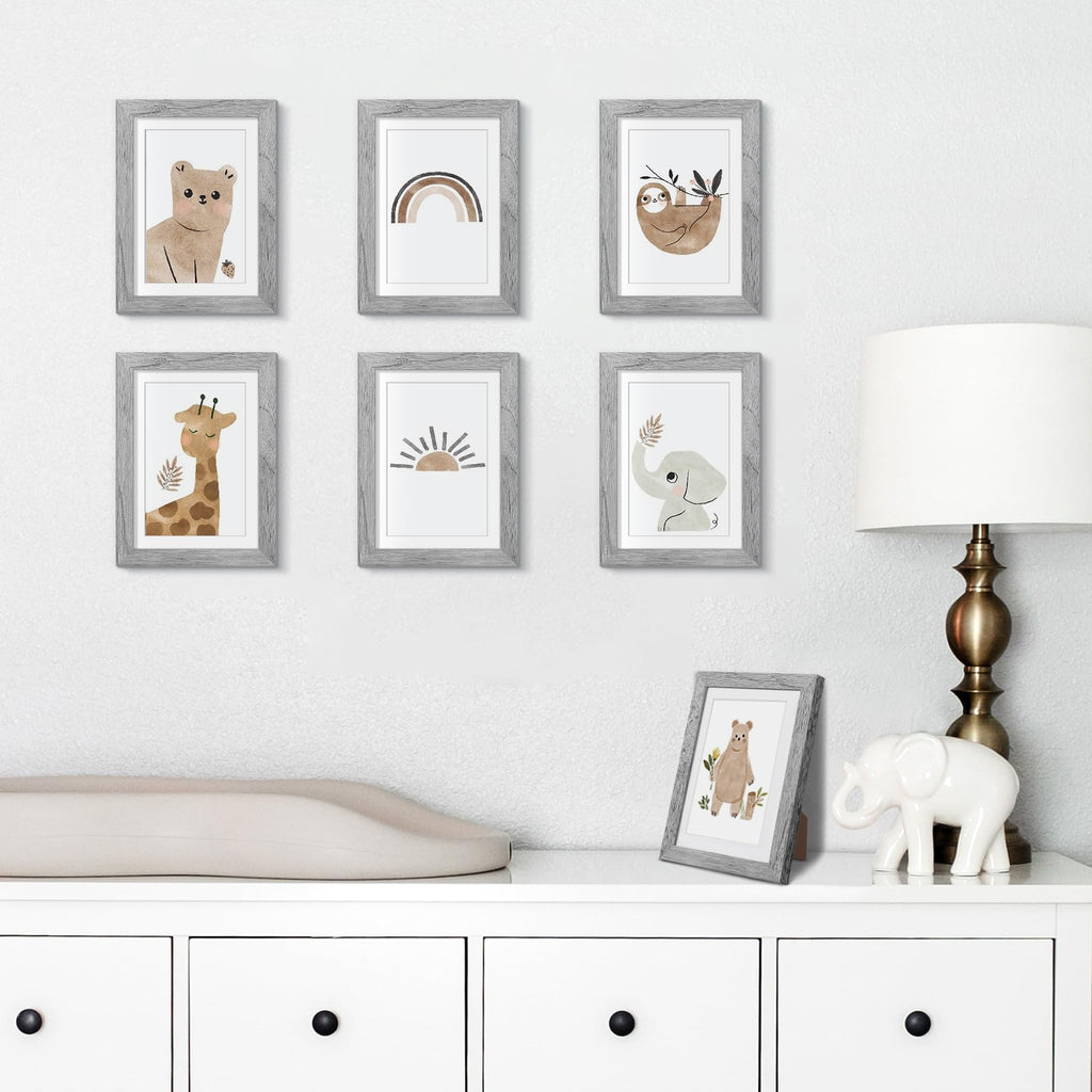 upsimples 5x7 Picture Frame Set of 10, Display Pictures 4x6 with Mat or 5x7 Without, Multi Photo Frames Collage for Wall or Tabletop Display, Black