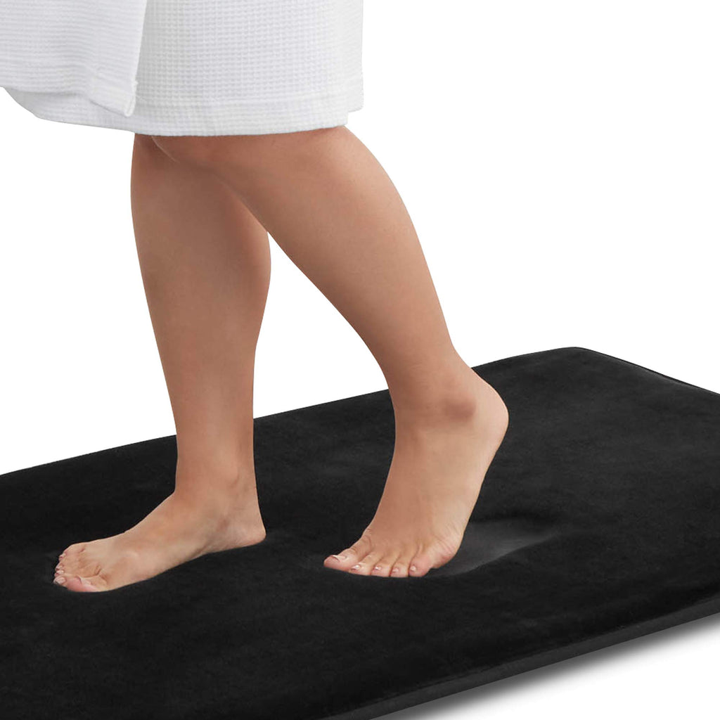Genteele Memory Foam Bath Mat Non Slip Absorbent Super Cozy Velvet Bathroom Rug Carpet (20 inches X 32 inches, Grey)
