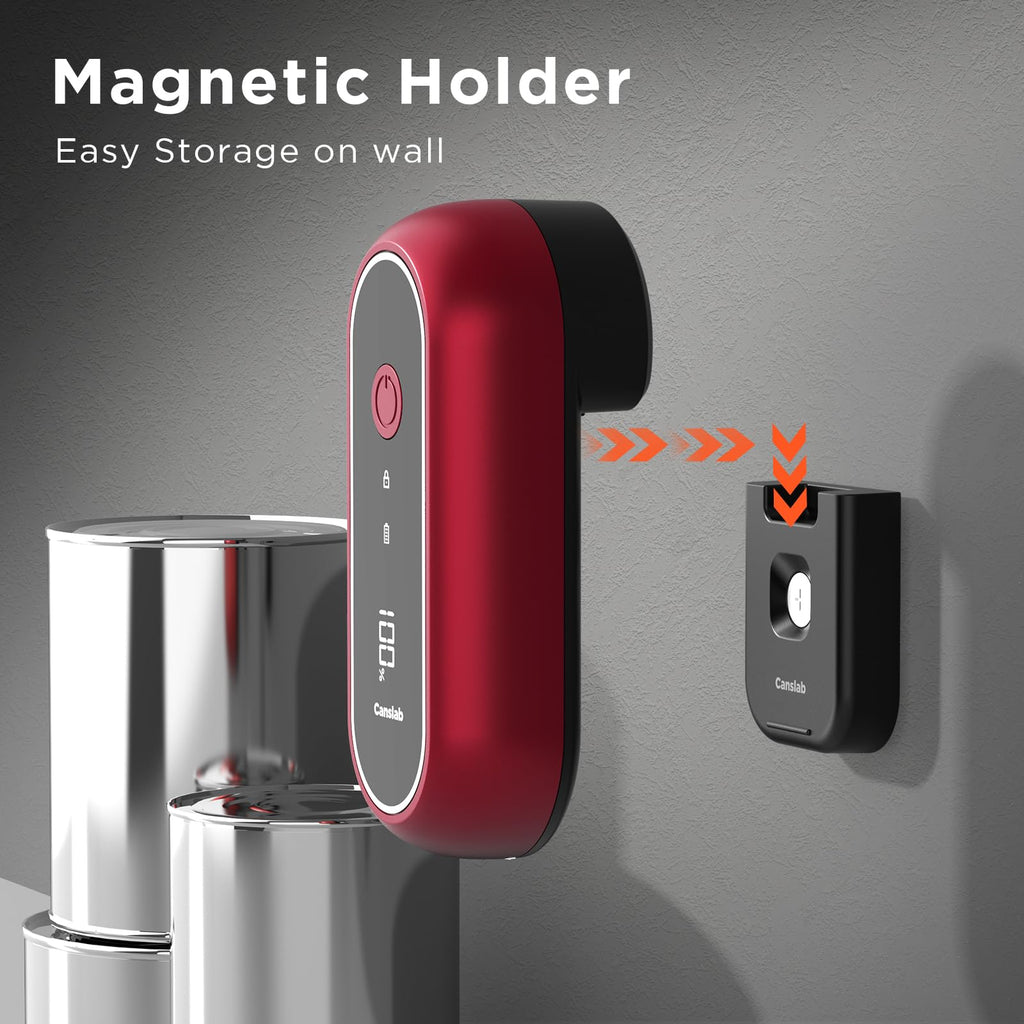 Canslab Turbo Rechargeable Can Opener - Professional Grade Blade, Auto-Stop, LED Battery Life Display, Wall-mountable, Side Cut Electric Can Opener for Smooth Edge, Hands-free Operation,USB-C Charging