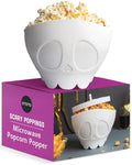 OTOTO New Scary Poppings Microwave Popcorn Popper - Gothic Popcorn Microwave Popper, Silicone Microwave Popcorn, Collapsible Bowl Popcorn Bowls, Halloween Goth Accessories Goth Gifts (White)