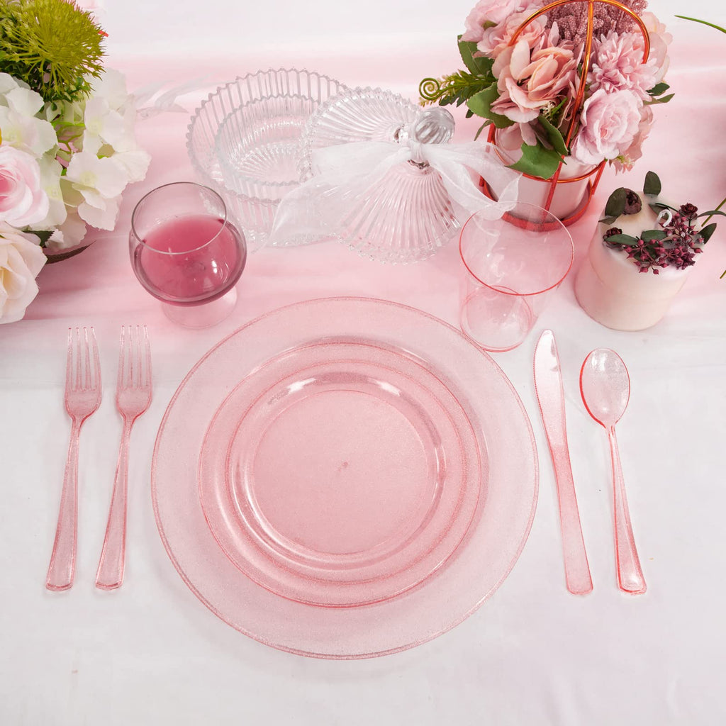 DaYammi 150Pcs Ivory Plastic Plates with Gold Rim,Disposable Plastic Plates Include 30 Dinner Plate,30 Salad Plate,30 Forks,30 Spoons,30 Knives,Ivory and Gold Plates for Party,Wedding,Mother's Day