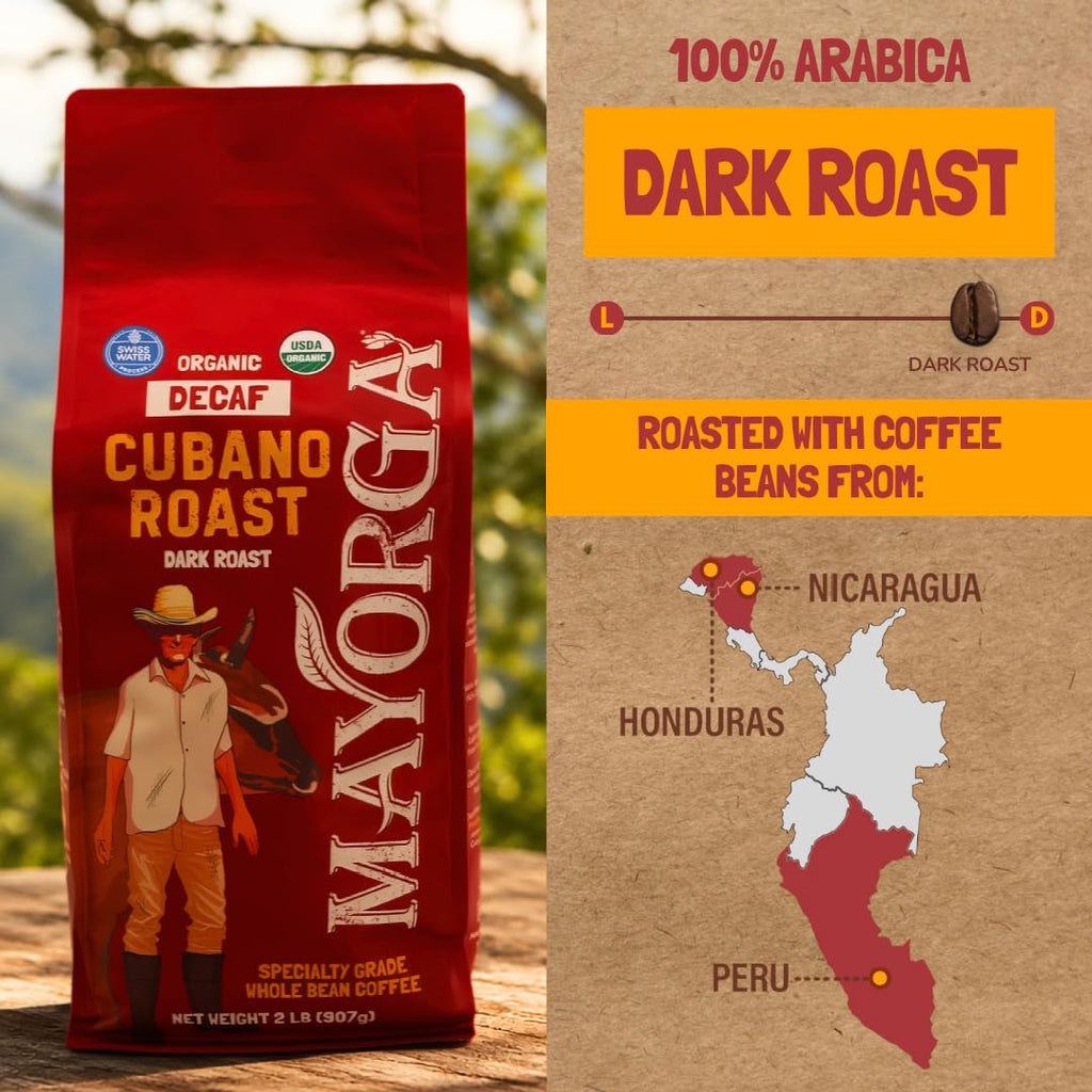 Mayorga Organic Coffee 2lb Cafe Cubano Roast - Dark Roast Whole Bean Specialty Grade Coffee, 100% Arabica, Slow Roasted, Bold and Smooth Flavor with Low Acidity - USDA Organic, Non-GMO, Kosher