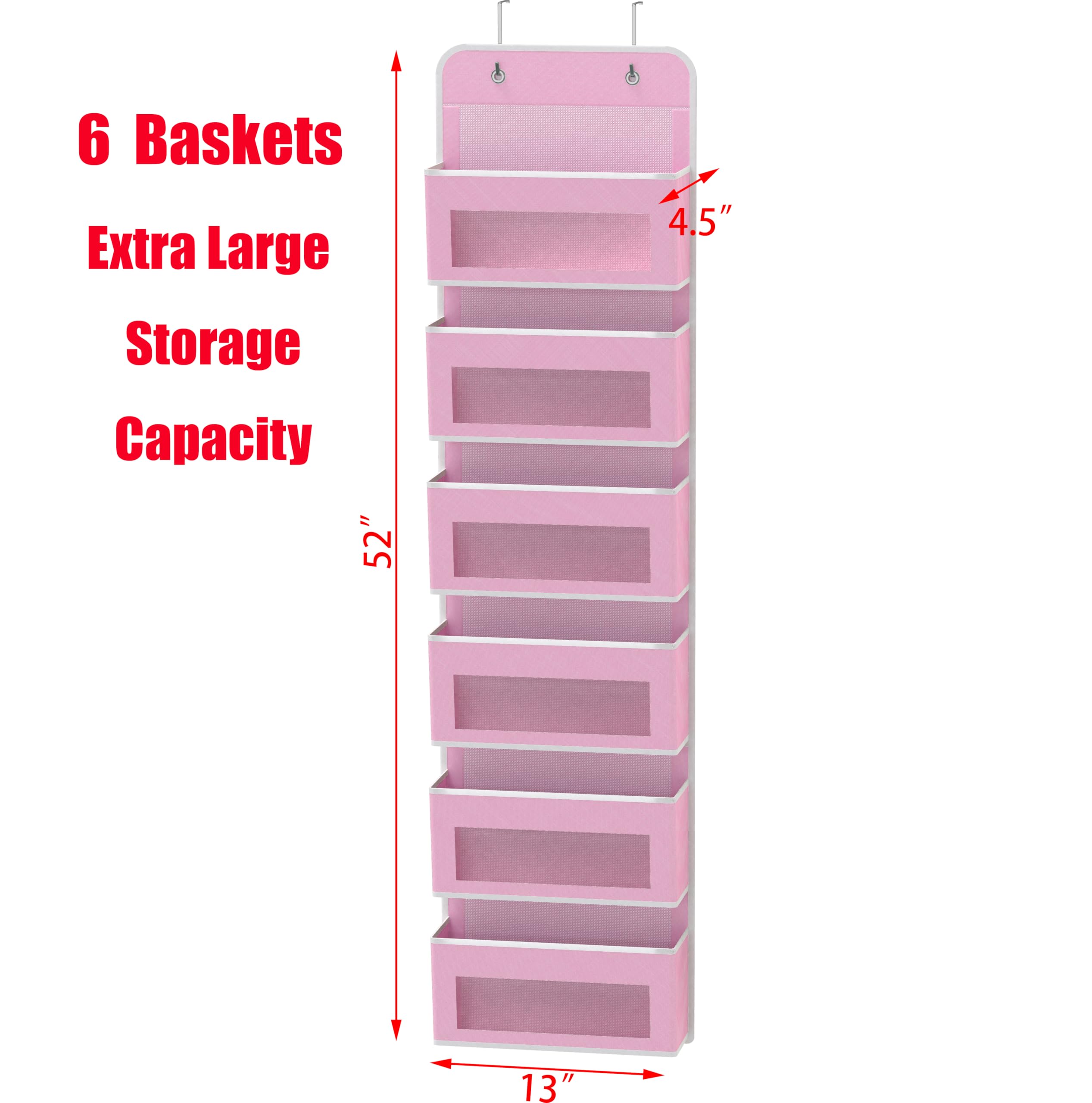 Simple Houseware 6 Clear Window Pocket Over Closet Door Storage Hanging Organizer for Bedroom, Bathroom, Pantry, Beige