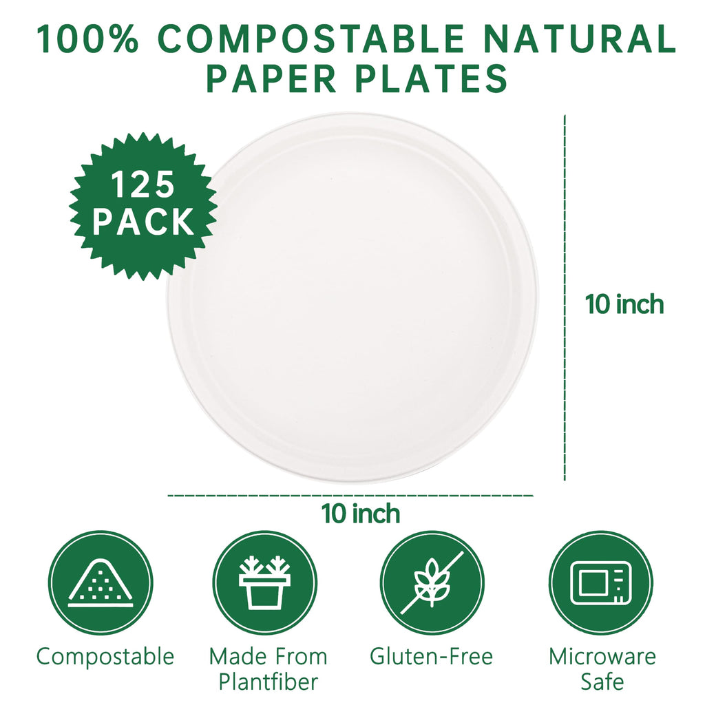 DaYammi 100% Compostable Oval Paper Plates 12 Inch, 60-Pack Heavy Duty Paper Plates Bulk,Biodegradable Bagasse,Eco-Friendly Disposable Dinner Plate for BBQ,Picnic,Party (BPI Certified,Microwaveable)