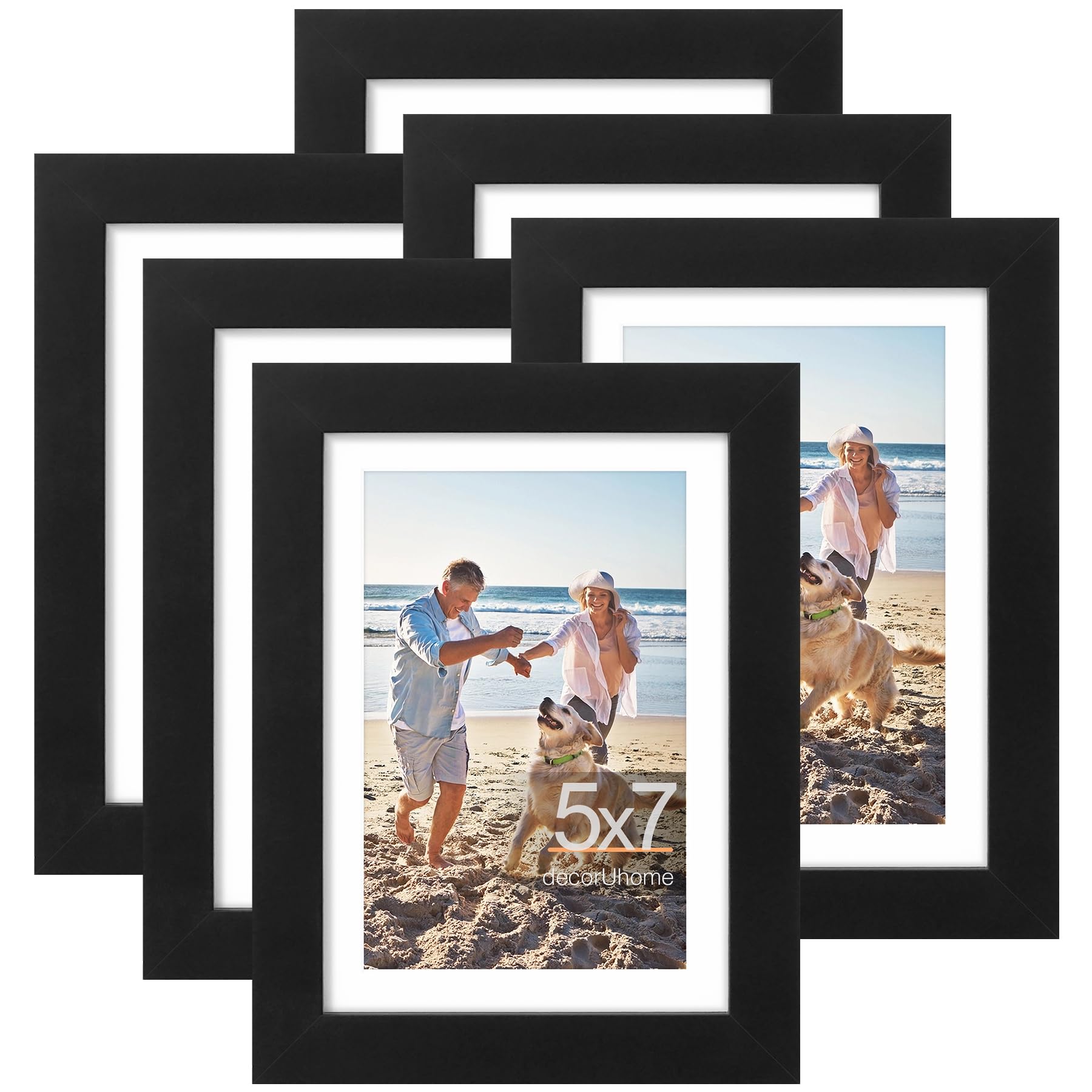 decorUhome 8x10 Picture Frame, Display Pictures 5x7 with Mat or 8x10 without Mat, Wall & Tabletop Display Photo Frame, Black, 1 Pack