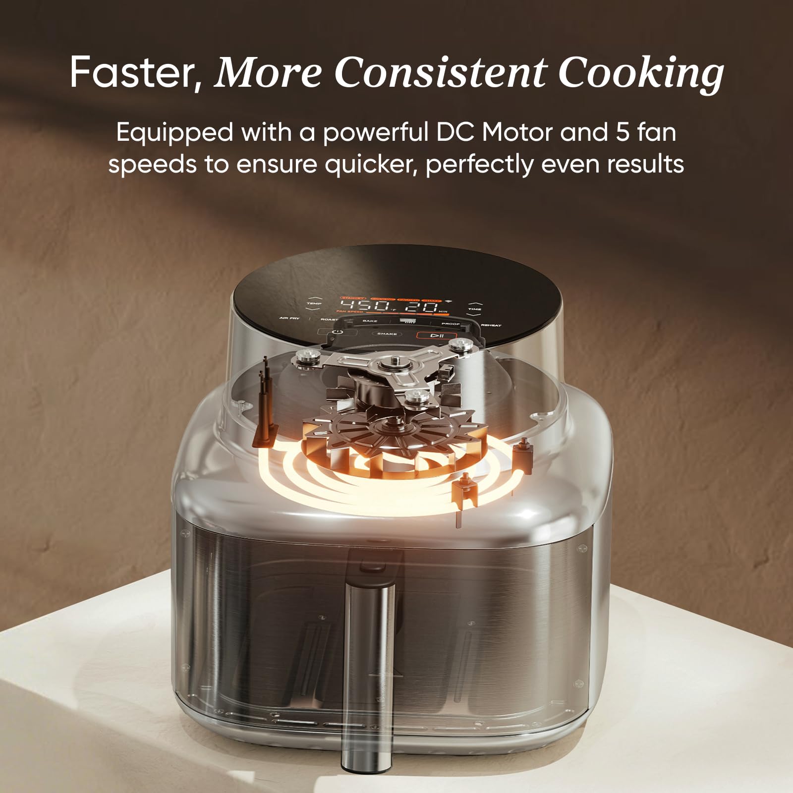 Cosori 9-in-1 TurboBlaze Air Fryer 6 Qt, PFAS-Free Ceramic Coating, 90°–450°F, Precise Heating for Even Results, Air Fry, Roast, Bake, Broil, Dry, Frozen, Proof, Reheat, Keep Warm, 120V, Dark Gray