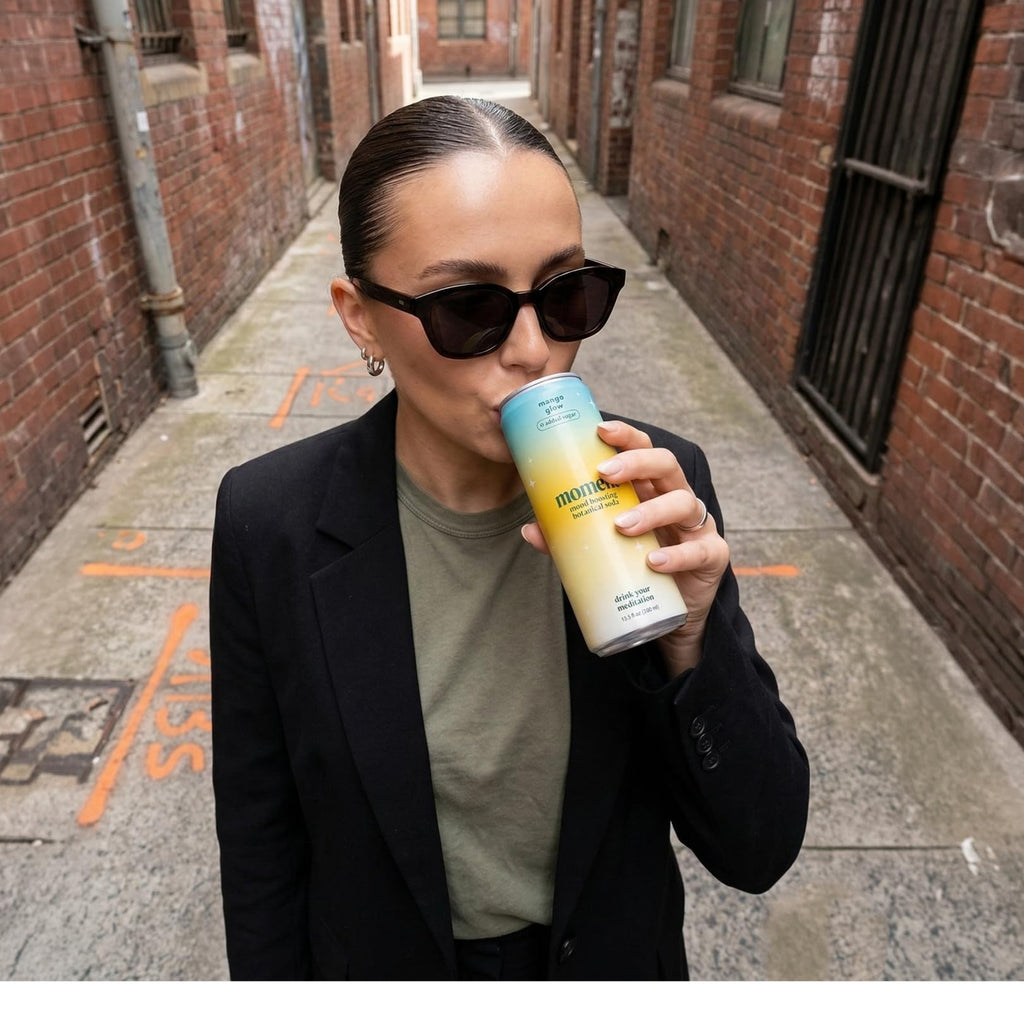Moment Botanical Soda (Shark Tank) - Calm, Clarity & Relaxation with L-Theanine & Ashwagandha - Non Alcoholic Drinks for Adults - Sparkling Adaptogen Drink - 0 Sugar 0 Caffeine - 12 Pack 11.5 fl oz