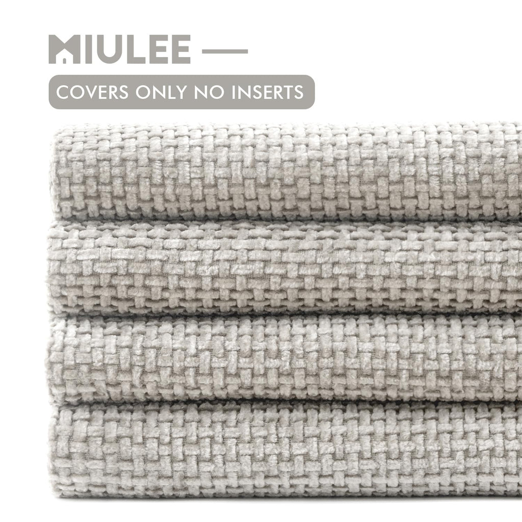 MIULEE Pack of 4 Couch Throw Pillow Covers 18x18 Inch Neutral Blue Soft Decorative Chenille Pillow Covers Farmhouse Accent Cushion Covers for Boho Western Spring Coastal Decor Sofa Bed Living Room