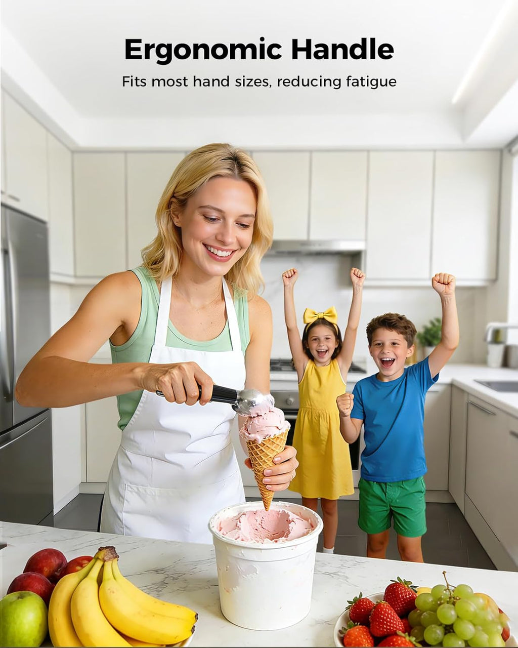 KYX Heated Ice Cream Scoop, Electric Ice Cream Scoop with 3 Temperature Settings, 3200mAh Battery, ON/OFF and LED Display, Ideal for Scooping Hard Ice Cream, Gelato & Frozen Desserts