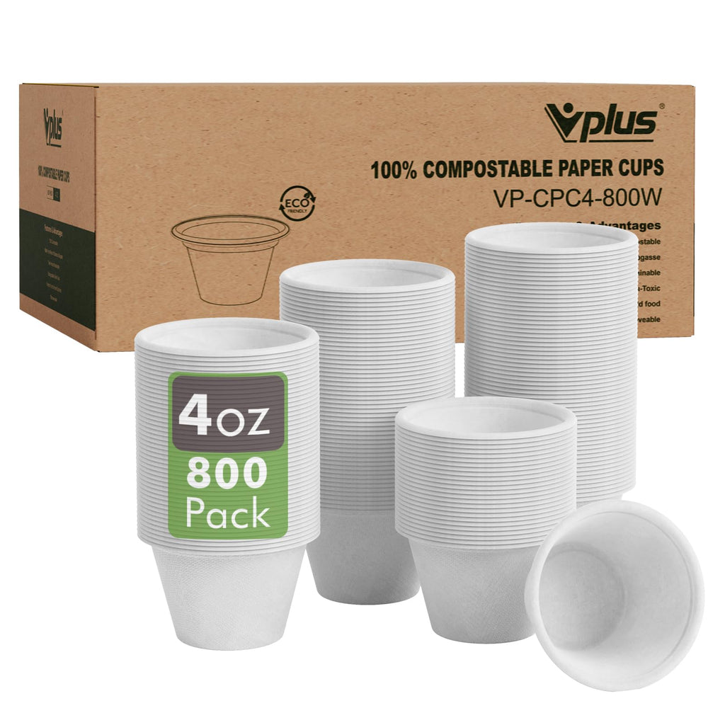 Vplus 1000 Pack 2 OZ Disposable Souffle Cups, 100% Compostable Portion Cups, Food Sample Cups Made From Bagasse Fibe, Perfect For Dips, Jams, Honey, Sauces, Nuts
