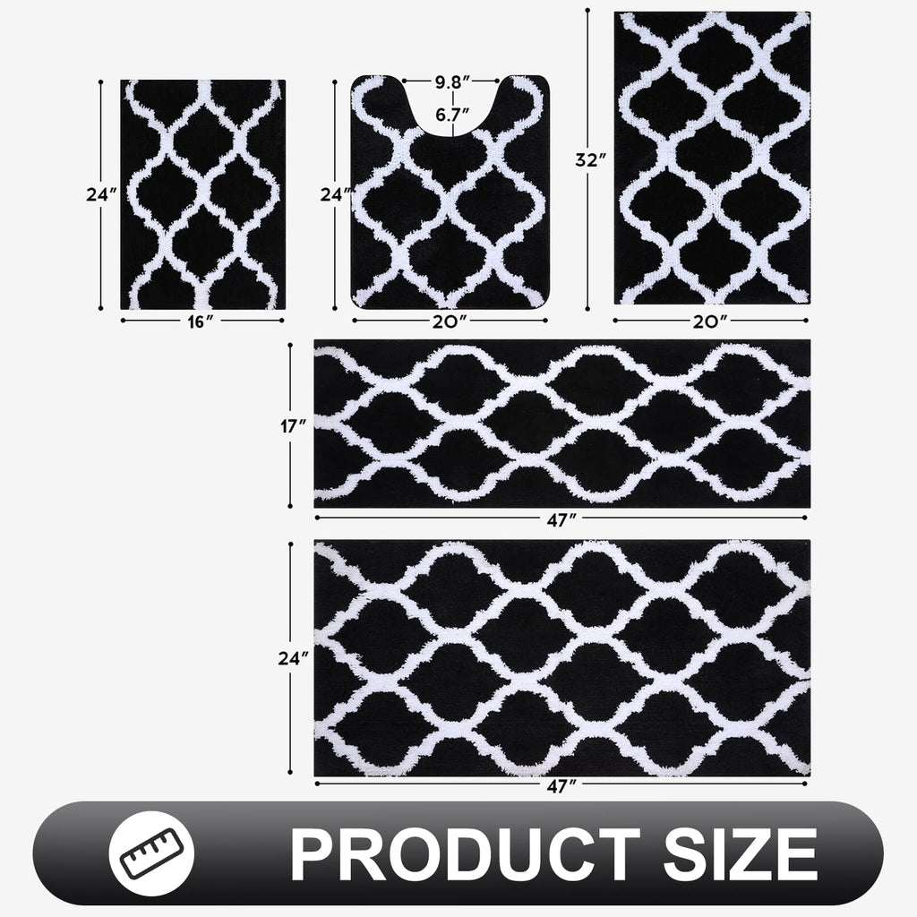 OLANLY Bathroom Rugs 24x16, Soft and Absorbent Microfiber Bath Rugs, Non-Slip Shaggy Shower Carpet, Machine Wash Dry, Bath Mats for Bathroom Floor, Tub and Shower, Grey