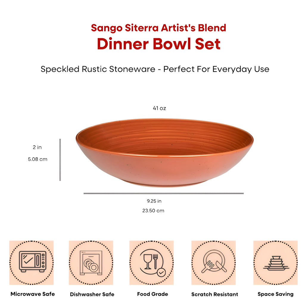 Sango Siterra Painter's Palette 16-Piece Stoneware Dinnerware Set - Service for 4, Ceramic Plates and Bowls Sets, Chip Resistant, Rustic Dishware, Microwave & Dishwasher Safe Kitchen Dishes