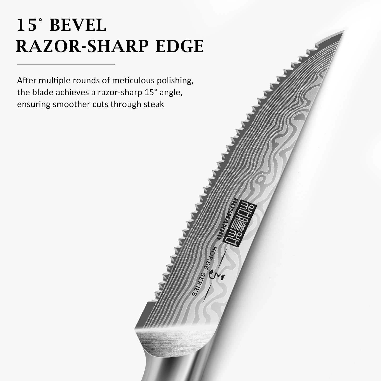 HOSHANHO Steak Knives Set of 6, 4.5 Inch Japanese Serrated Steak Knife Set, Ultra Sharp High Carbon Powder Steel Steak Knife with Pakkawood Handle