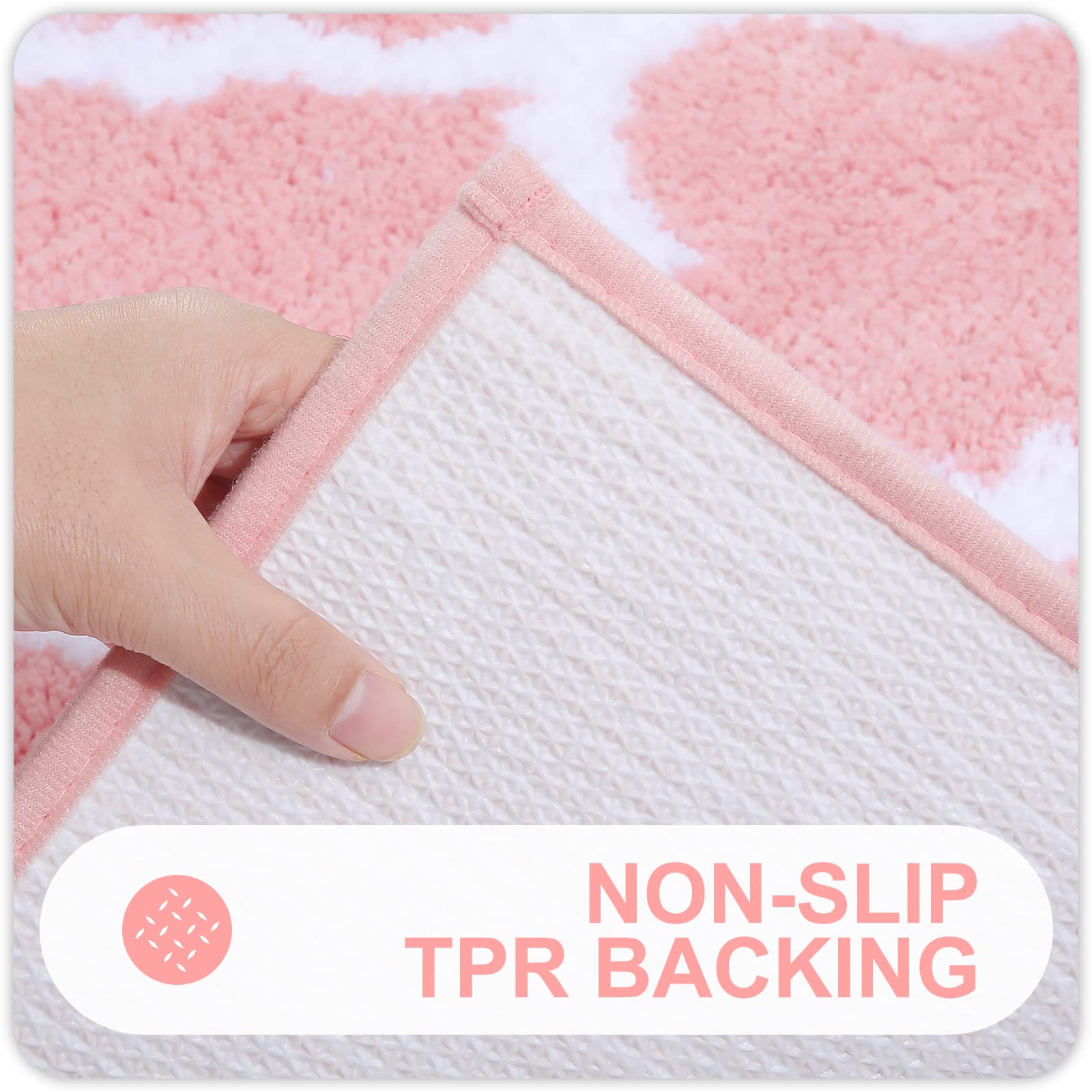 OLANLY Bathroom Rugs Set 2 Piece, Microfiber Bath Shower Mat and U-Shaped Toilet Rug, Machine Wash Dry, Non-Slip Absorbent Shaggy Bath Mats for Tub, Shower and Bathroom (24"x16"+24"x20", Grey)